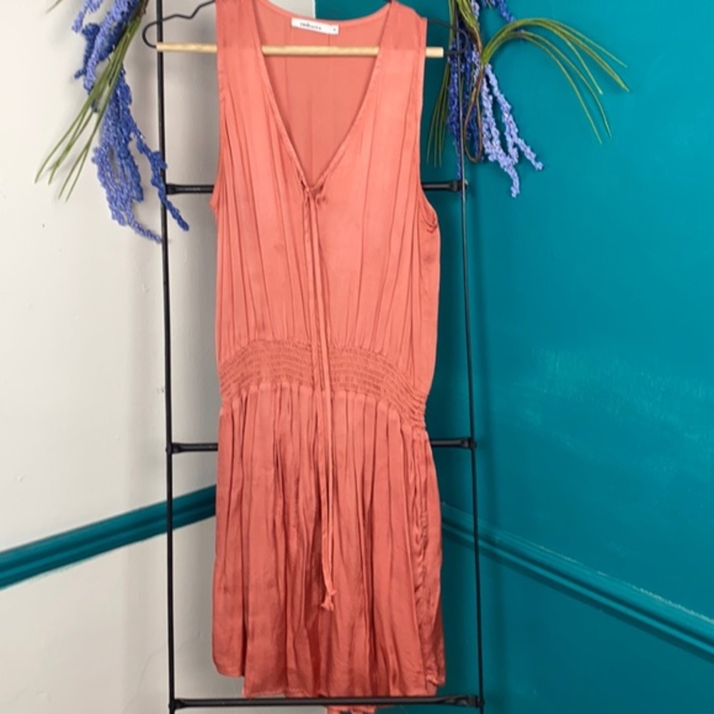 Red Haute coral sleeveless satiny dress